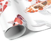 Oranje witte Koi Fish kunst Cadeaupapier (Rol Hoek)