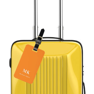Oranje witte monogram initiaal bagagelabel