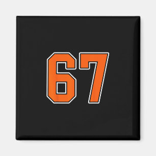 Oranje Witte Nummer 67 Jersey Speler Uniform #67  Magneet