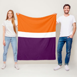 Oranje Witte Paarse Plain Kleurblok Ontwerp Fleece Deken