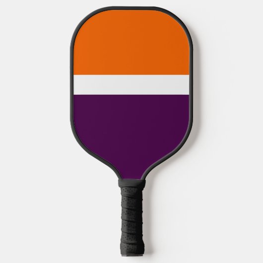 Oranje Witte Paarse Plain Kleurblok Ontwerp Pickleball Paddle (Voorkant)