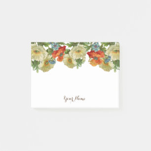 Oranje witte papavers en korenbloem bewerkbaar post-it® notes