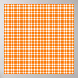 Oranje Witte Plaid Patroon Poster