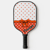 Oranje, witte poka dots, Oranje boeg, gepersonalis Pickleball Paddle (Voorkant)