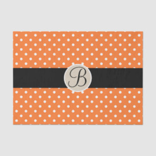 Oranje witte polka stippen monogram letter Initiaa Tissuepapier