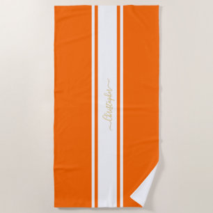 Oranje witte racestripes Gold monogrammen pool Strandlaken