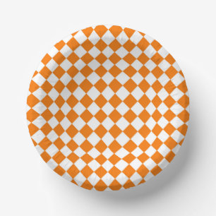 Oranje Witte Ruit Schachbrett Motief Papieren Kommen