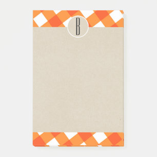 Oranje Witte Rut Kraft Rustieke Monogram Beginlett Post-it® Notes