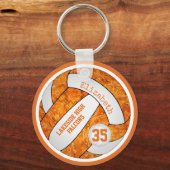 oranje witte schoolkleuren, aangepaste naam volley sleutelhanger (Voorkant)