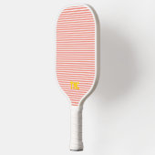 oranje witte streep monogram initiaal geel pickleball paddle (Links)