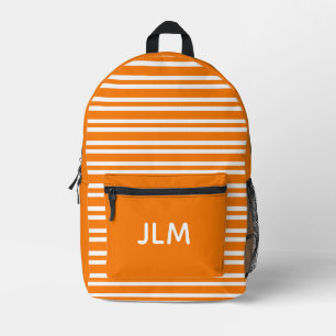Oranje Witte Strepen Patroon Personaliseer Bedrukte Rugzak