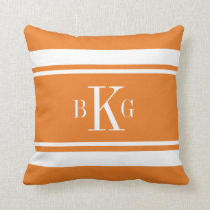Oranje witte strook, aangepast monogram kussen