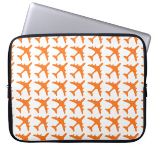 Oranje witte vliegtuigpatroon laptophoes laptop sleeve