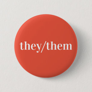 Oranje witte voornaamwoord Button zij/hen