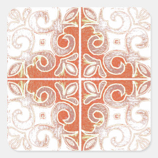 Oranje witte werveling geïnspireerd door het Portu Vierkante Sticker