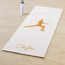 Oranje-witte yogapose met aangepaste naam