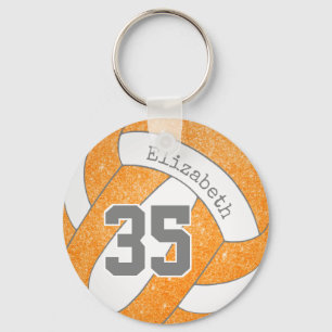 oranje witvolleybalzak label w jersey number sleutelhanger