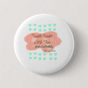 Oranje wolken twinkelen twinkelen kleine sterren g ronde button 5,7 cm