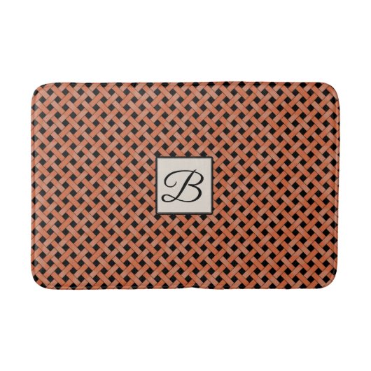 Oranje Woven Rattan op Aangepaste kleur met monogr Badmat (Voorkant)