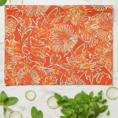 Oranje zachtbloemen theedoek (Gevouwen)