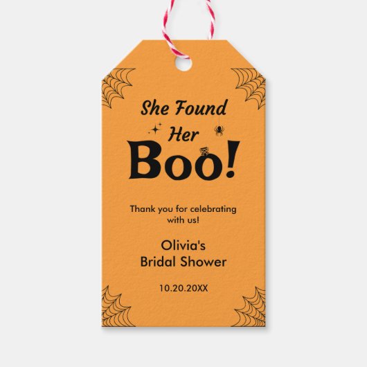 Oranje Ze Heeft Haar Boo Halloween Bruidsdouche Cadeaulabel (Voorkant)