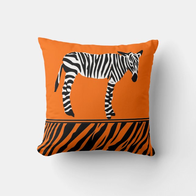 oranje zebra print heldere kussens (Voorkant)