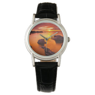Oranje zeegezicht, zonsondergang, Californië Horloge