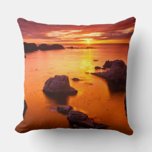 Oranje zeegezicht, zonsondergang, Californië Kussen