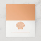 Oranje Zeeschelp Strand Bruiloft Escorte Plaatskaa (Buitenkant ongevouwen)