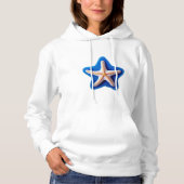 Oranje zeester in blauw hoodie (Voorkant)