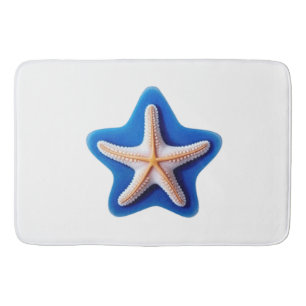 Oranje zeester in Blue Star Badmat