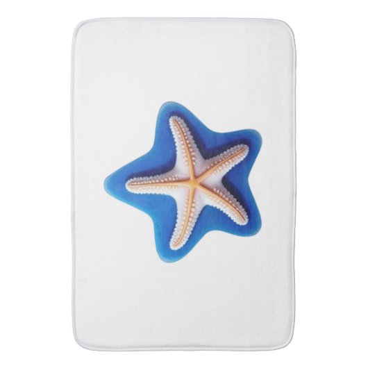 Oranje zeester in Blue Star Badmat (Voorkant Verticaal)