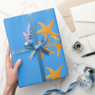 Oranje Zeesterren Cadeaupapier