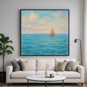 Oranje Zeilbootreis - Pastel Schilderstijl Kunst Poster