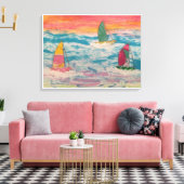 Oranje zeilhemel canvas afdruk (Insitu (Woonkamer))