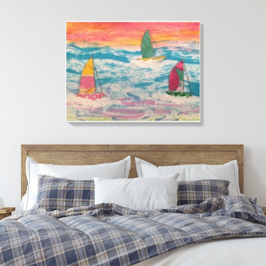 Oranje zeilhemel canvas afdruk (Insitu (Slaapkamer))