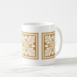 Oranje Zest Acorn en Leaf Tile Design Coffee Mok