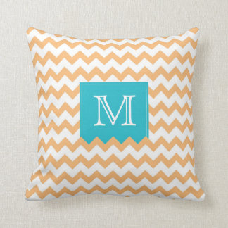 Oranje Zig Zag Pattern & turquoise monogram box Kussen