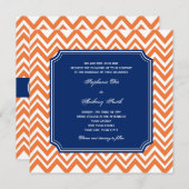 Oranje Zigzag Pattern met Royal Blue Wedding Kaart (Voorkant / Achterkant)
