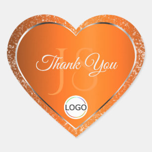 Oranje zilveren Logo Initialen Glitter Schattige D Hart Sticker