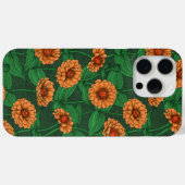 Oranje Zinnia bloemen, groene bladeren op donkergr Case-Mate iPhone Case (Achterkant (horizontaal))