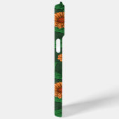Oranje Zinnia bloemen, groene bladeren op donkergr Case-Mate iPhone Case (Achterkant / Rechts)