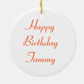 Oranje Zinnia Custom Birthday Keramisch Ornament (Achterkant)