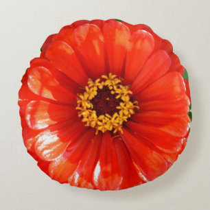 Oranje Zinnia Rond Kussen
