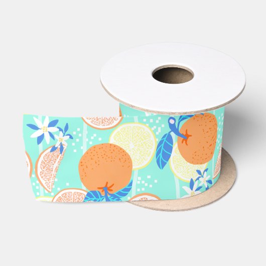 Oranje zomer Blauwgroen Lint (Spoel)