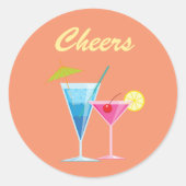 Oranje zomerweddenschappen ronde sticker (Voorkant)