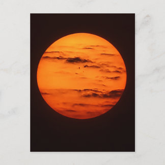 Oranje Zon en Wolken Natuur Kunst Ansichtkaart Aankondigingskaart