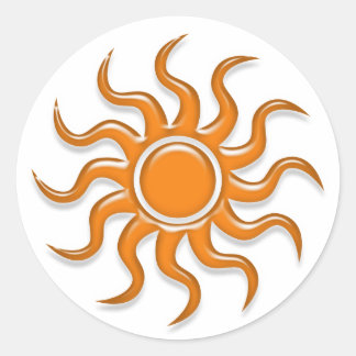 Oranje zon ronde sticker