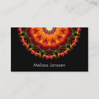 Oranje zonnebloem - Mandala- Visitekaartje