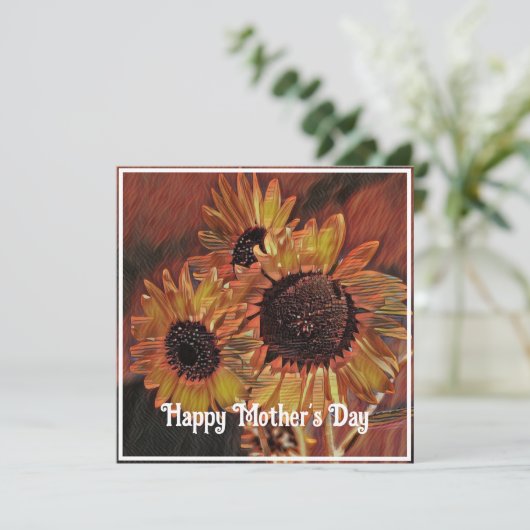 Oranje Zonnebloem Moderne Kunst Moederdag Foto (Staand voorkant)